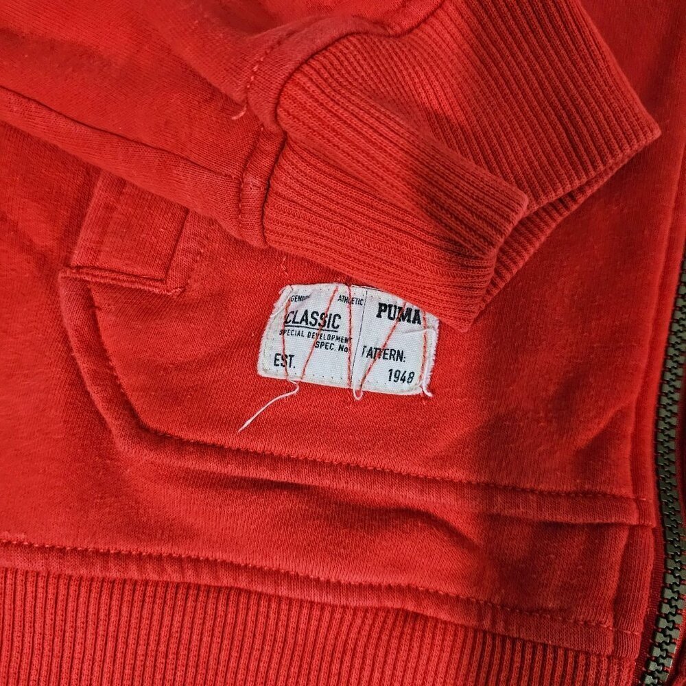 Puma Austria History Red Hoodie M Cotton/Polyester Full-Zip Sweatshirt Pockets - Picture 3 of 8